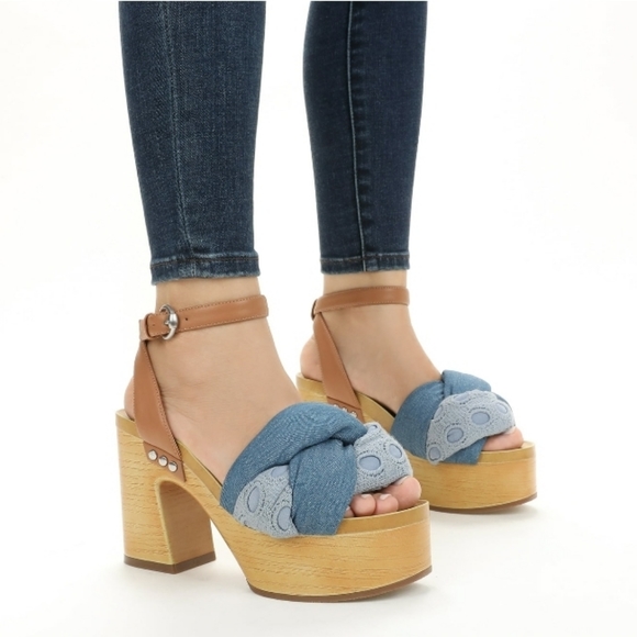 Sam & Libby Women's Cassandra Puffy Platform Sandal,Blue Various Sz - Picture 2 of 9